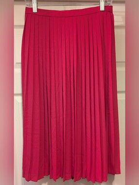 NWT J.Crew Pink Pleated Midi Skirt Fuchsia Accordion A-Line Crepe Size 4 $89.50